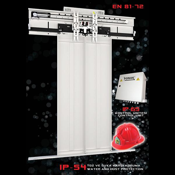 Mekisan IP-54M Merkezi 2 Panel İtfaiyeci Asansörü Kabin Kapısı