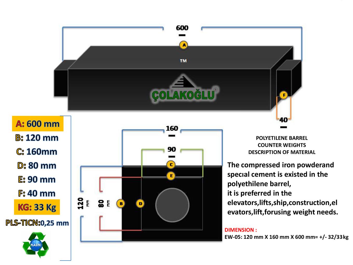 Colakoglu Barite-60 Counter Weight